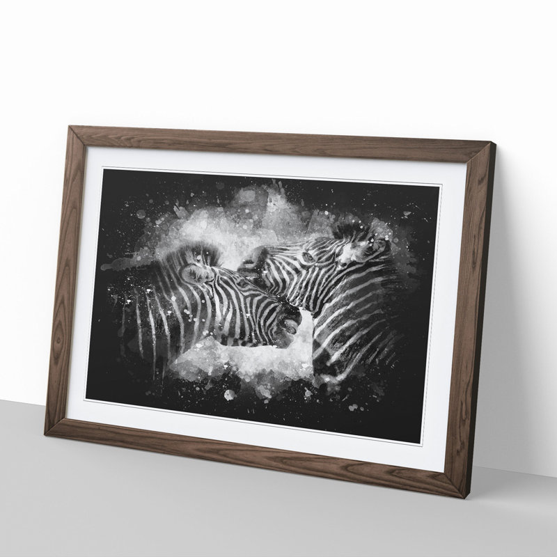 Zebras Vol.1 Paint Splash - Picture Frame Graphic Art, Walnut, 48cm H x 65cm W x 2cm D