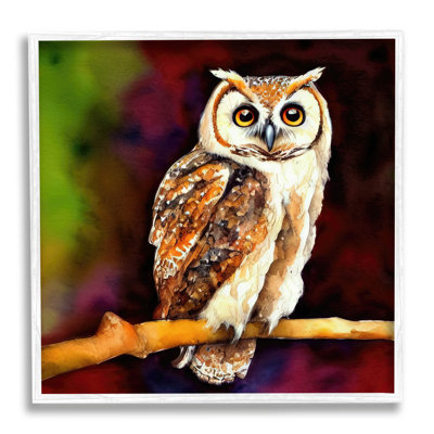 " Intense Owl Gazing Perched " by Alpenglow Workshop Painting Print