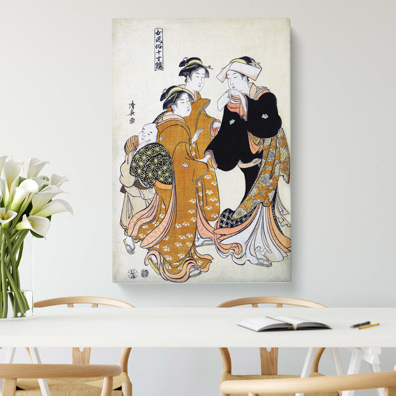 Three Women And A Boy by Torii Kiyonaga - Wrapped Canvas, 76cm H x 50cm W x 3cm D