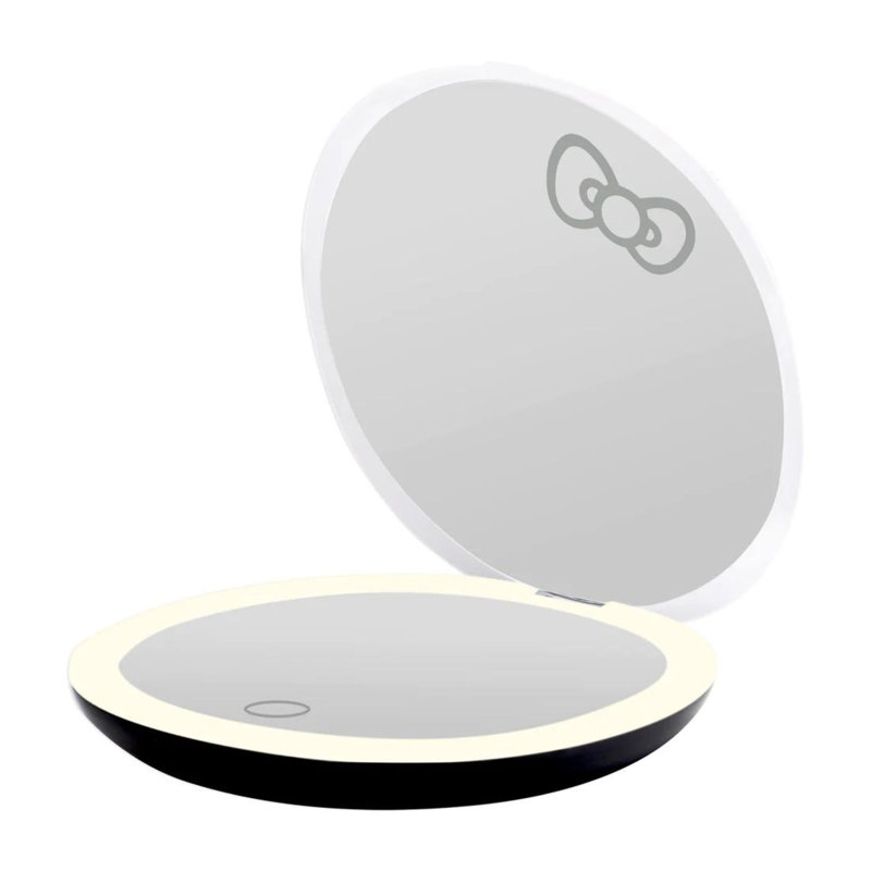 Feliciana Hello Kitty The Stripe Compact Mirror with LED Light, Travel Makeup Mirror with Magnification