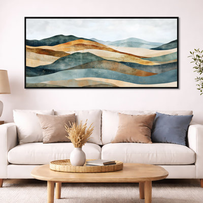 Art mural géométrique désertique, toile horizon du sud-ouest, horizon géométrique de la terre