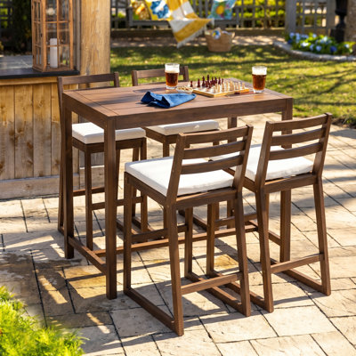 5-Piece Rustic Acacia Wood Patio Dining Set