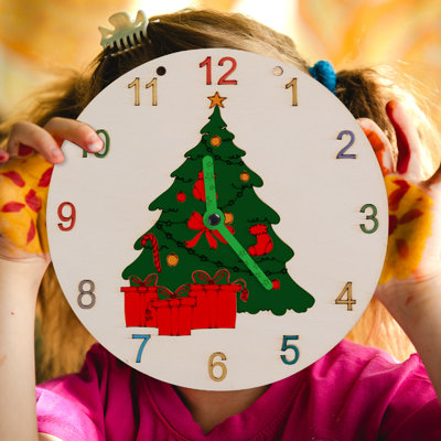 Kids DIY Christmas Wooden Wall Clock Painting Kit
