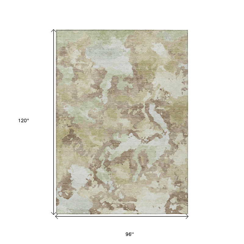 Tapis extérieur lavable abstrait taupe et ivoire 8 pi x 10 pi, Rectangle 8' X 10'