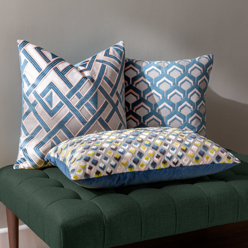 Murri Geometric Square Throw Cushion, Blue/Pink