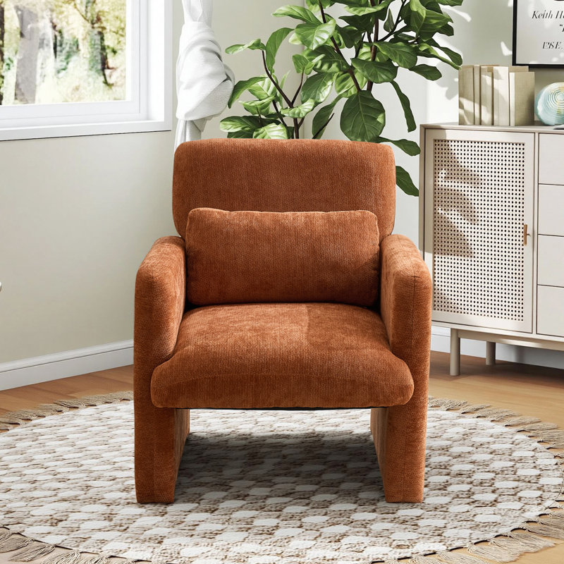 Fauteuil d'appoint rembourré moderne l 28,5 po, Orange