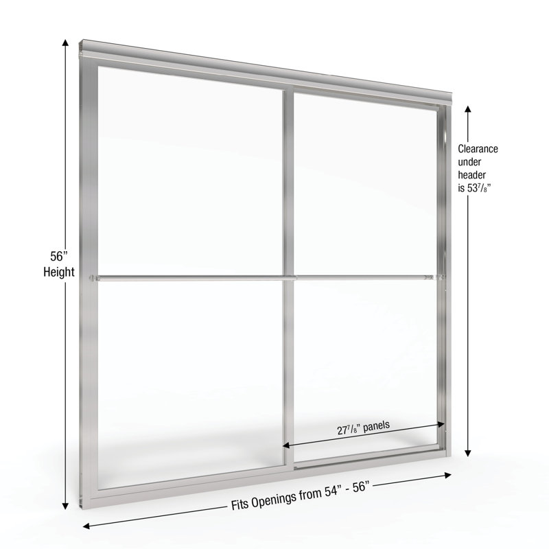 Deluxe 56" W x 56" H Frameless Tub Door, Rain, Brushed Nickel