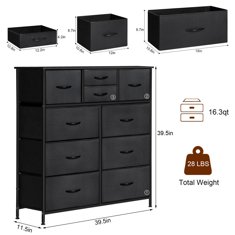 Commode de rangement noire multi-tiroirs