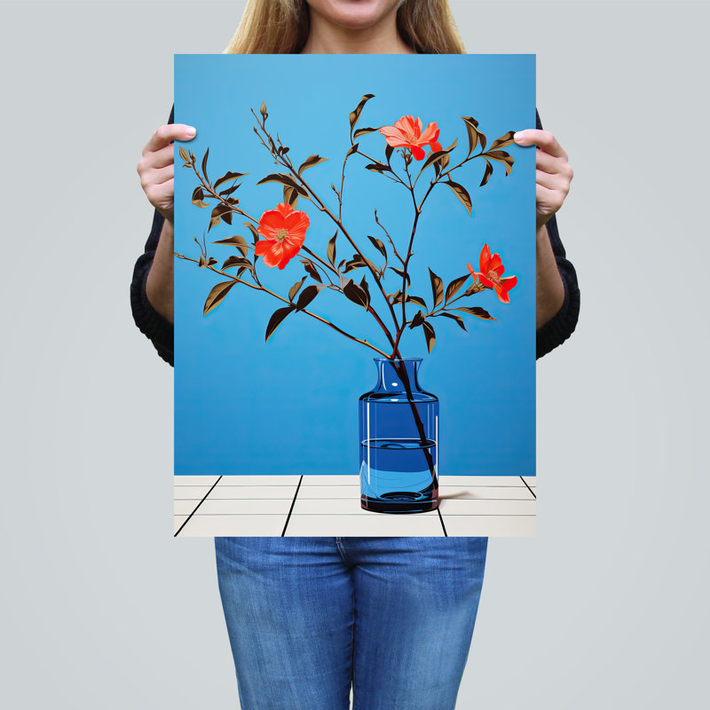 Wall Art Print Elegant Simplicity Flowers Blue Vase Living Room