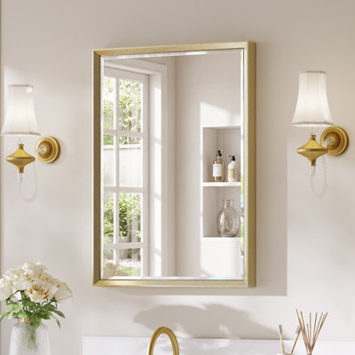 Beveled Bathroom Vanity Mirror with Tempered Glass and Aluminum Frame
