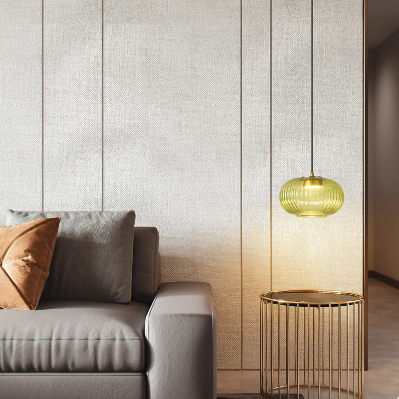 Luminaire suspendu en verre vert à 1 lumière DEL