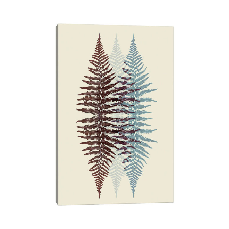 Chocolate and Teal Fern Pattern 1 Piece Wrapped Canvas Wall Art, 101.6 cm H x 66.04 cm W x 1.91 cm D