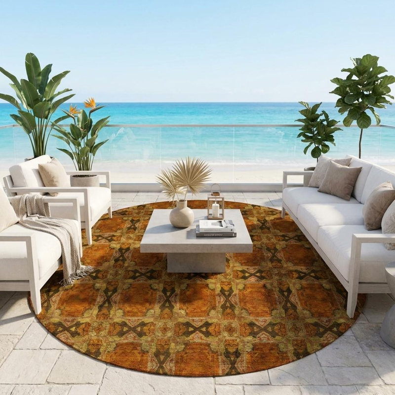 Tapis intérieur antidérapant rond 8 pi