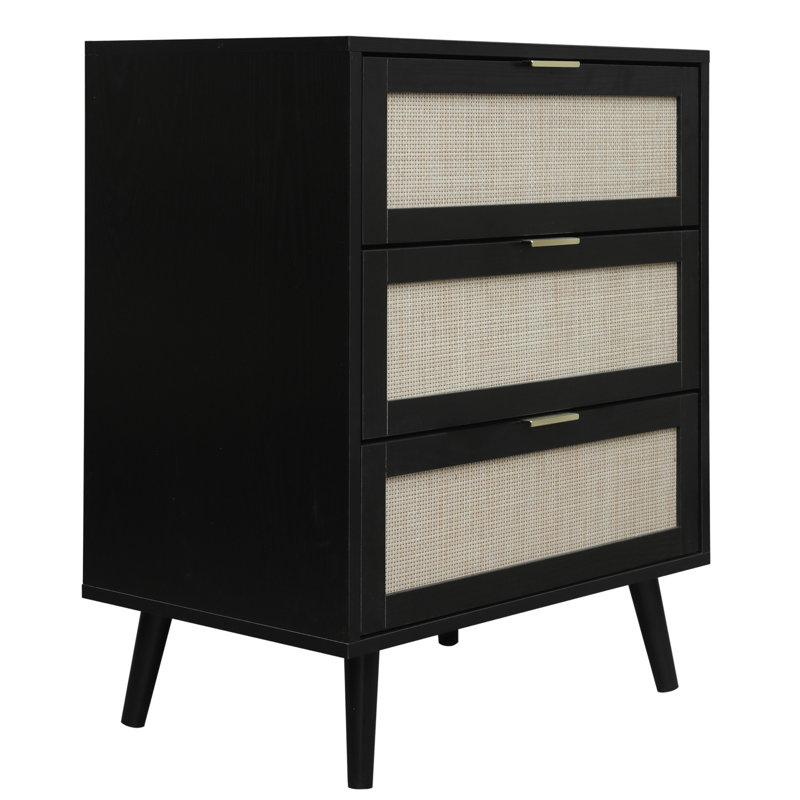 Commode 3 tiroirs Coron, Noir / Ivoire