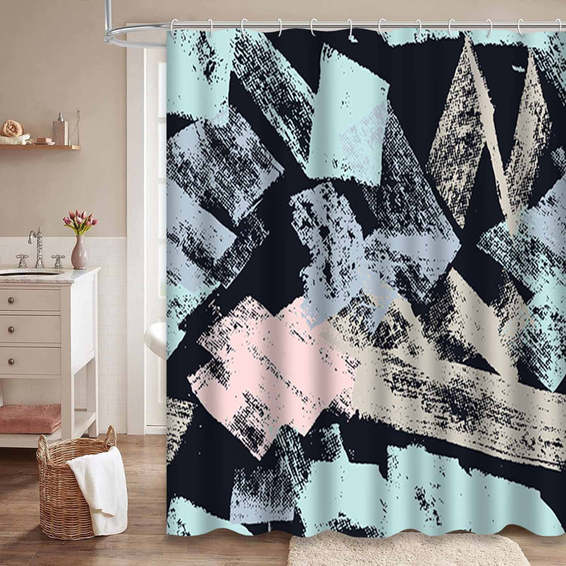 Rideau de douche imperméable avec 12 crochets Art Stroke, L 72 po x l 72 po