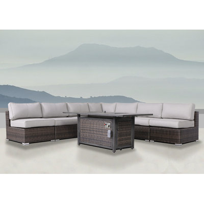 Ensemble de conversation modulaire avec coussins 8 pièces Cleo