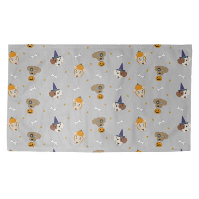 Tapis gris/jaune/bleu fait main