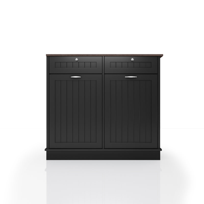 Armoire de cuisine avec dispositif de sécurité anti-basculement et 2 tiroirs, Noir
