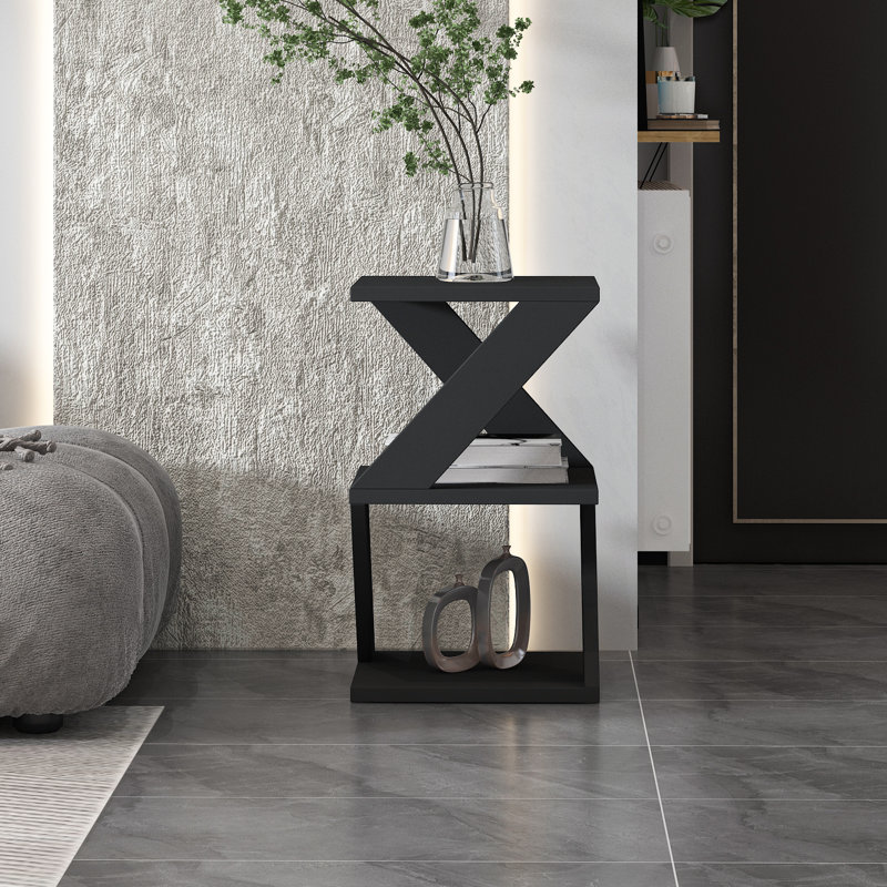 Cambri Cross Legs End Table, Grey/Brown/Blue