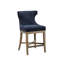 Tabouret de bar pivotant - Revêtement bleu marine, pieds en bois massif, capacité de 136 kg, un charme intemporel et élégant.