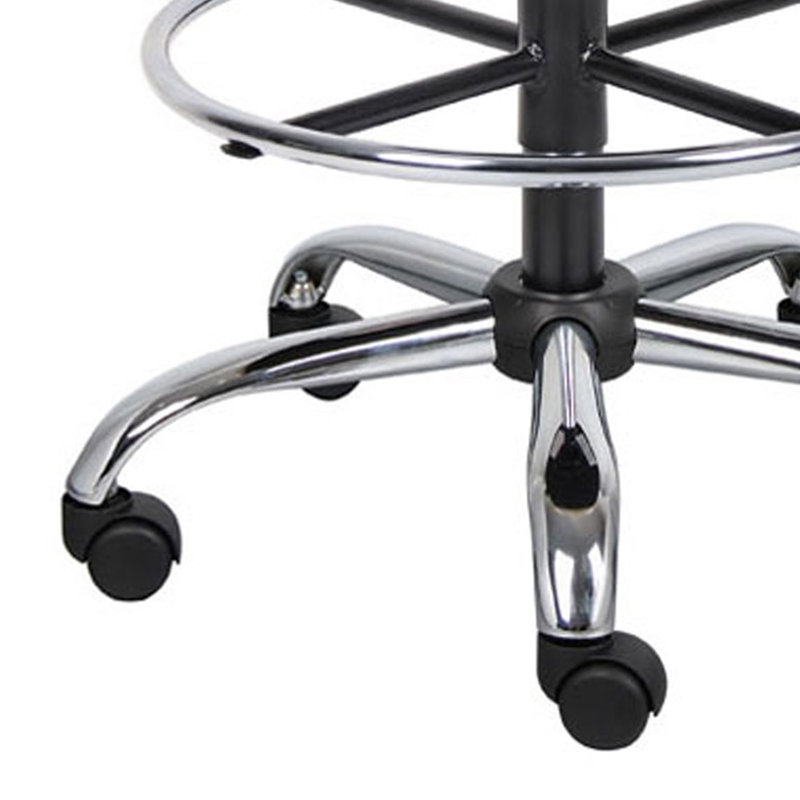Tabouret de dessin médical Fea, vinyle rond gris, repose-pieds chromé, Gris