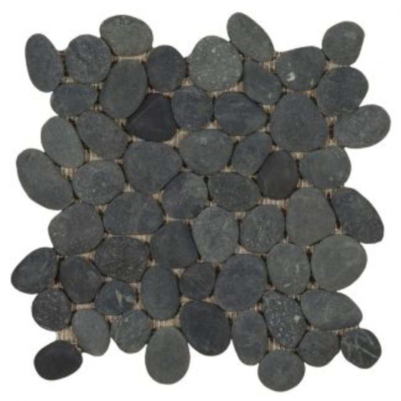 Streambed 1" x 1" Natural Stone Mosaic Floor & Wall Tile, Black
