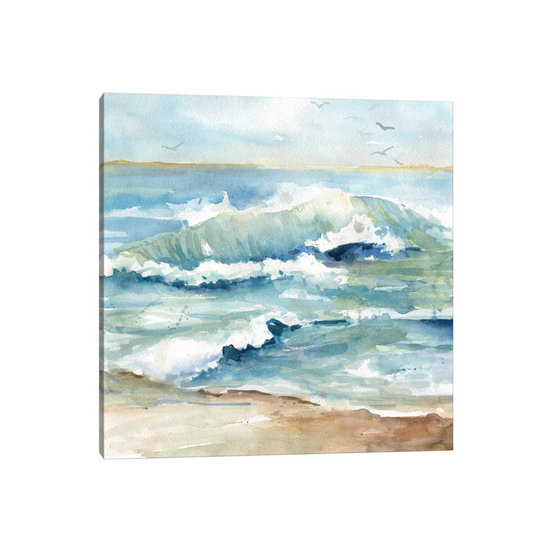 Beach Waves by Carol Robinson - Wrapped Canvas Painting, 30.48 cm H x 30.48 cm W