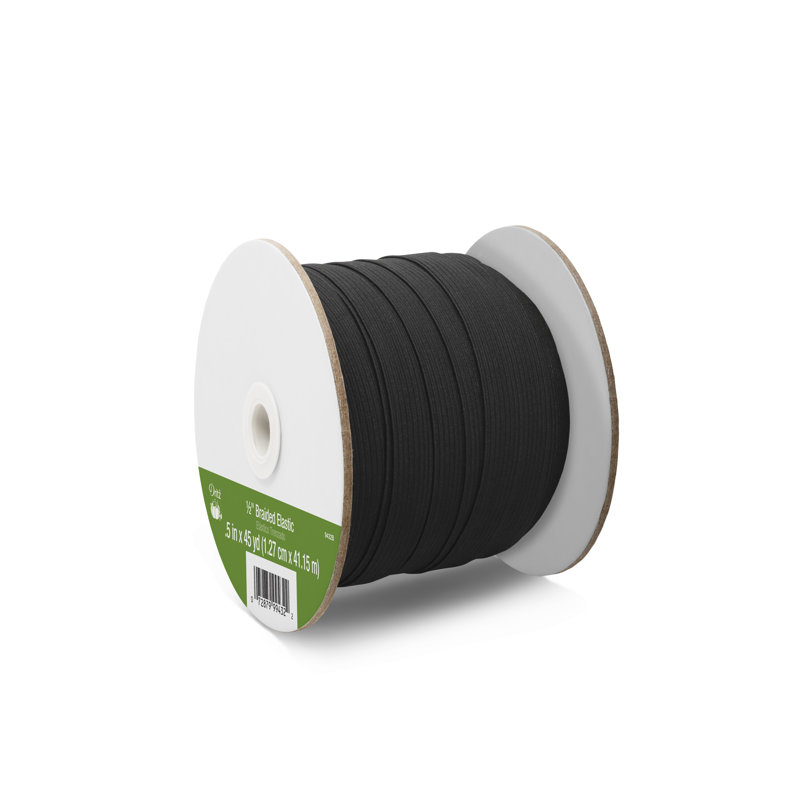 Dritz 1/2" Braided Elastic, 45 yd, Black