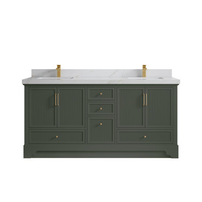 Alys 72'' Free Standing Double Bathroom Vanity with Quartz Top  (Pulls Option)
