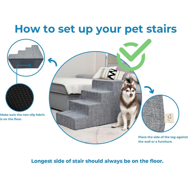 Brown Lattice Print 3-Step Foam Pet Stairs