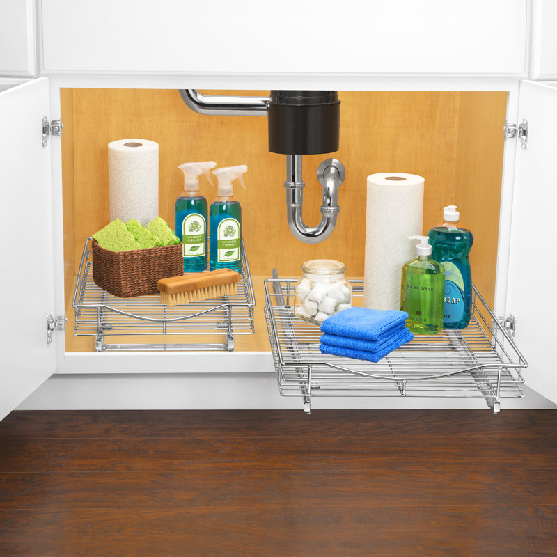 Organisateur d'armoire coulissant chromé pour armoires de cuisine LYNK PROFESSIONAL, l 17 po, P 18 po