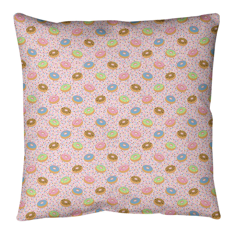 Housse de coussin carré et insert, H 20 po x l 20 po, Rose / Vert / Jaune, Duvet synthétique