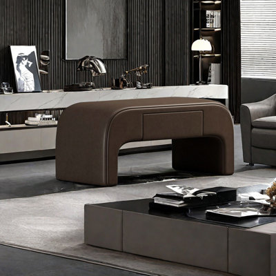 Banc de rangement rembourré en similicuir Haughbrook