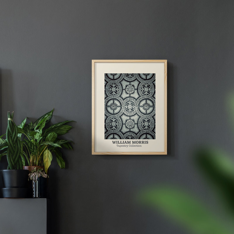 William Morris, reproduction encadrée CCIV, H 14 po x l 11 po, Noir