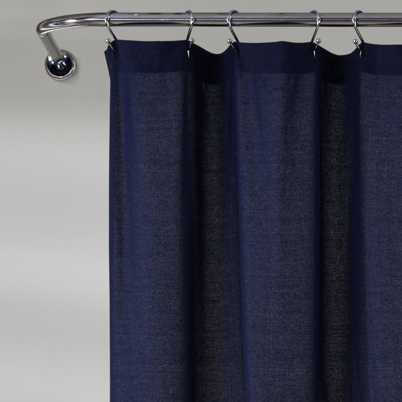 Ruya Polyester Blend Shower Curtain, Navy/White, 183cm W x 183cm L