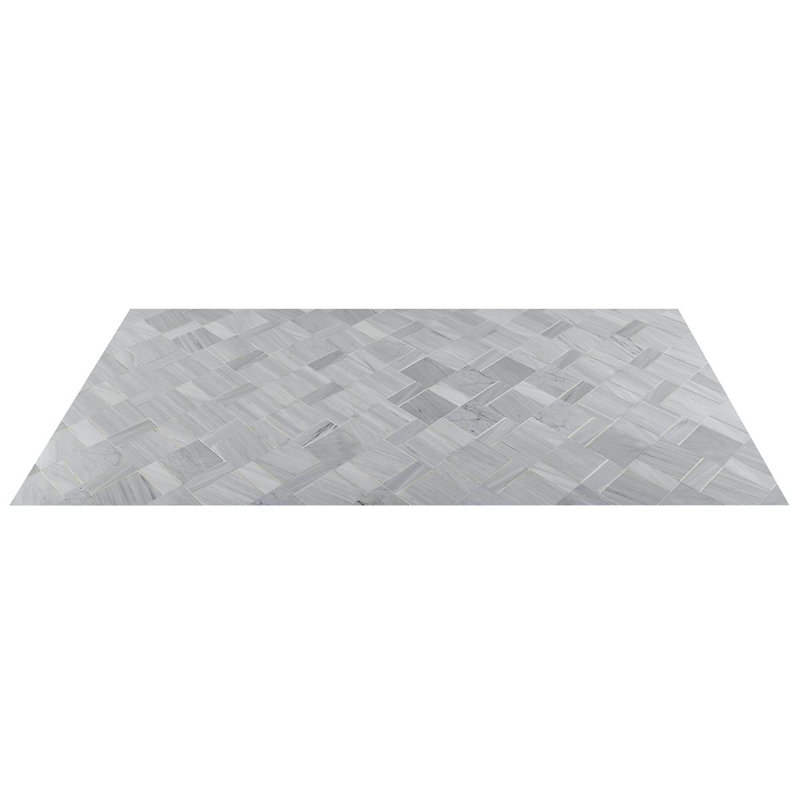 Enver Polished Marble And Brass Mosaic, Gray/Brass