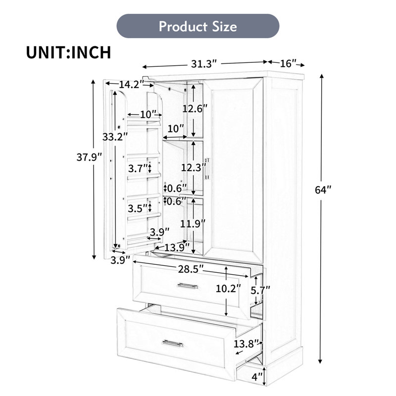 31.3" Utility Storage Cabinet, White
