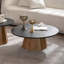 Table basse ronde avec placage à motif d'écorce véritable - Piédestal robuste