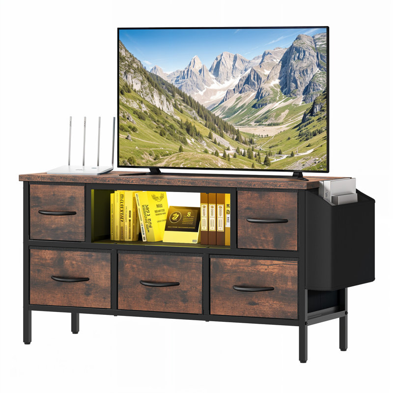  TV Stand For Tvs Up To With 5-Drawer, 50cm H x 100cm W x 35cm D, Brown