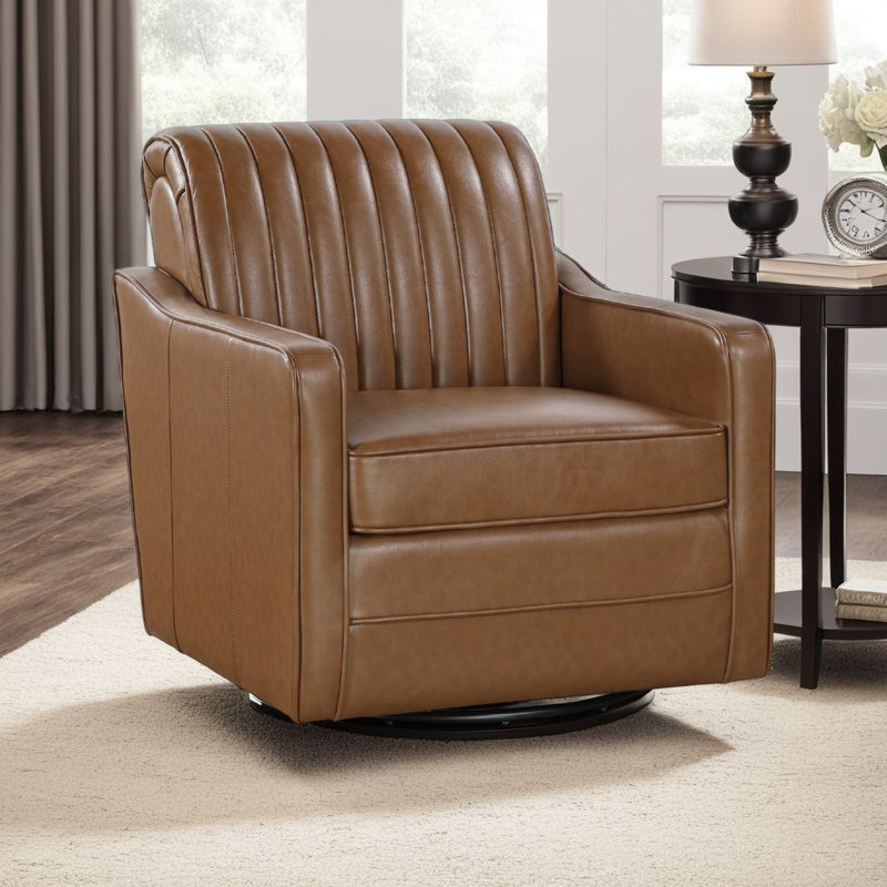 Chaise pivotante moderne et contemporaine de 31 po avec revêtement en similicuir respirant Claremont, pivot à 360 degrés, dossier avec surpiqûres