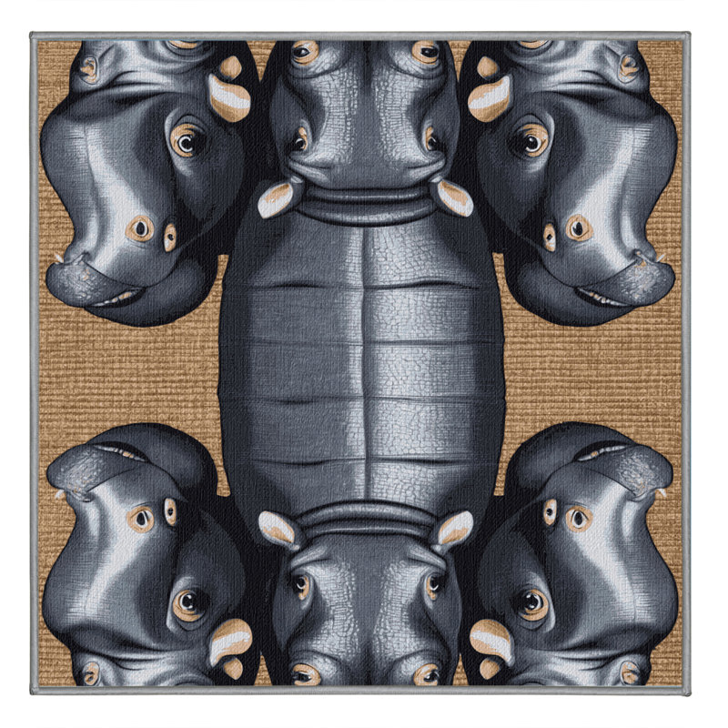 Tapis lavable hippopotame, Carré 3 pi