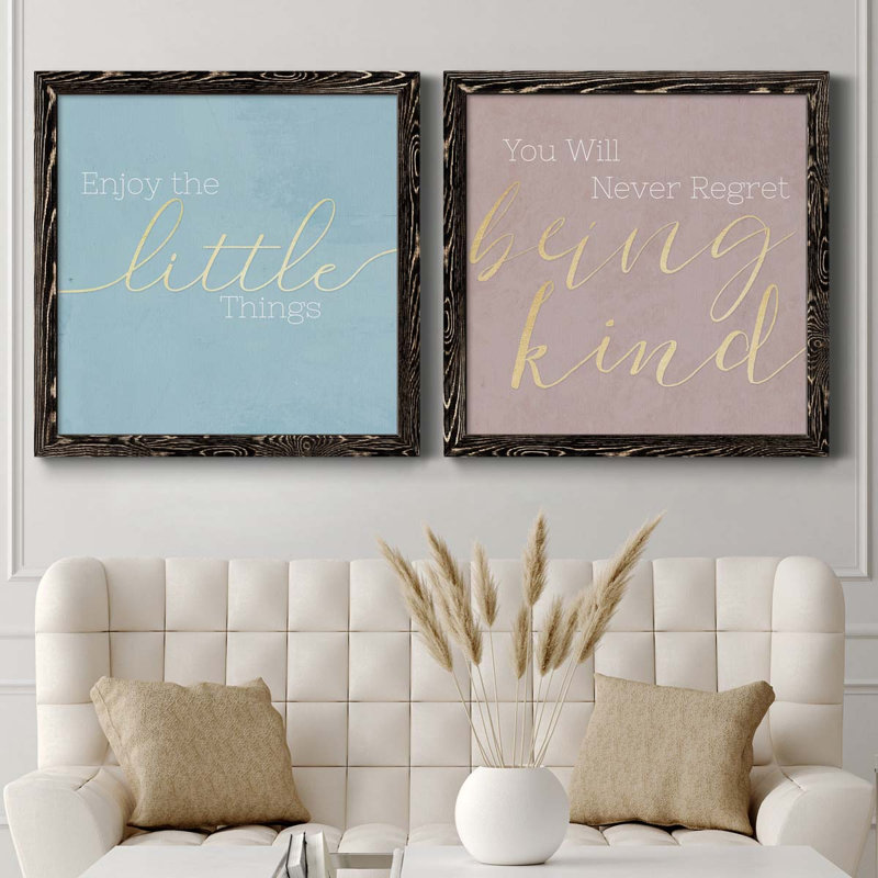 Enjoy the Little Things - 2 pièces d'art textuel sur toile, H 71 po x l 35,5 po x P 1,5 po, Toile encadrée noire
