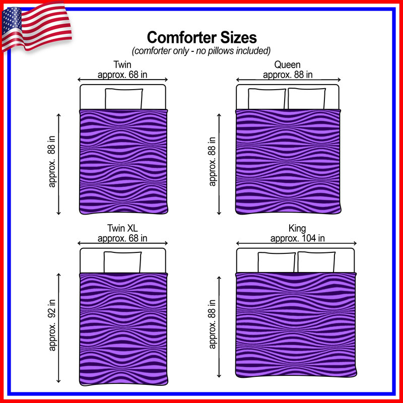 Purple Wavy Lines Comforter, Queen