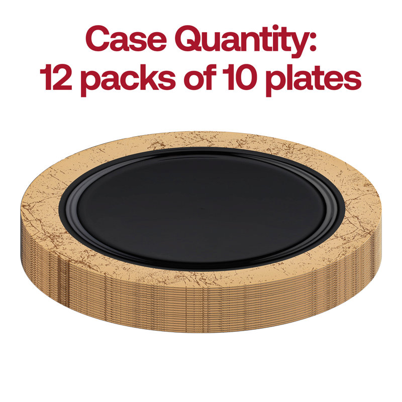 Assiettes jetables en plastique noires (7,5 po)
