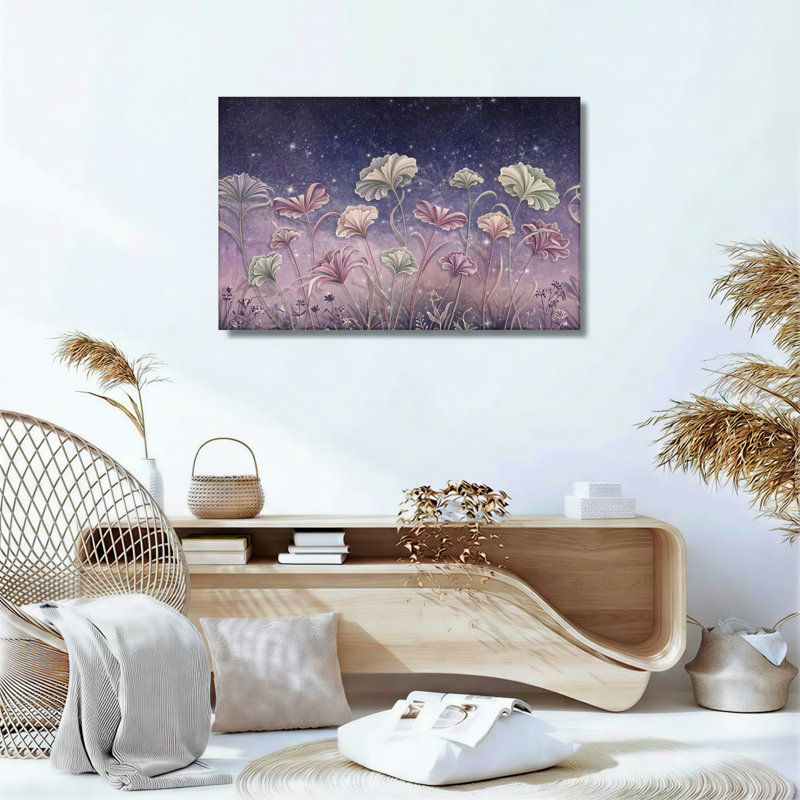 Ensemble de 1 tableau sur toile Fleurs étoilées, H 18 po x l 24 po, Toile tendue