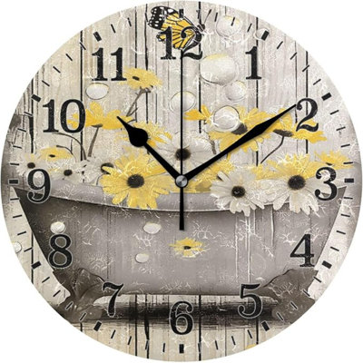 Horloge murale silencieuse pour salle de bain JUNZAN