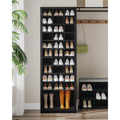 Armoire de rangement pour chaussures à 11 niveaux Cottrell, organisateurs de garde-robe autoportants et rangement avec 31 casiers ouverts, étagère à chaussures peu encombrante pour entrée, chambre à coucher, noir