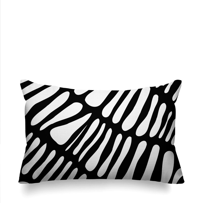 Housse de coussin rectangulaire pour l'extérieur Tribal, Noir