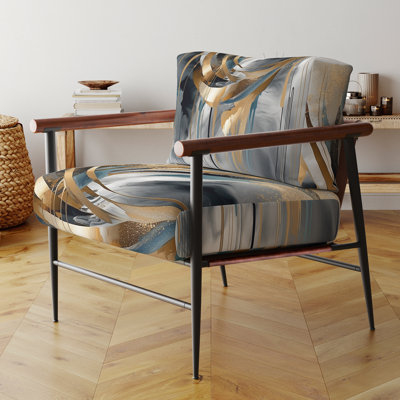 Formes abstraites et lignes infinies III - Fauteuil rembourré moderne, fauteuil d'appoint doré