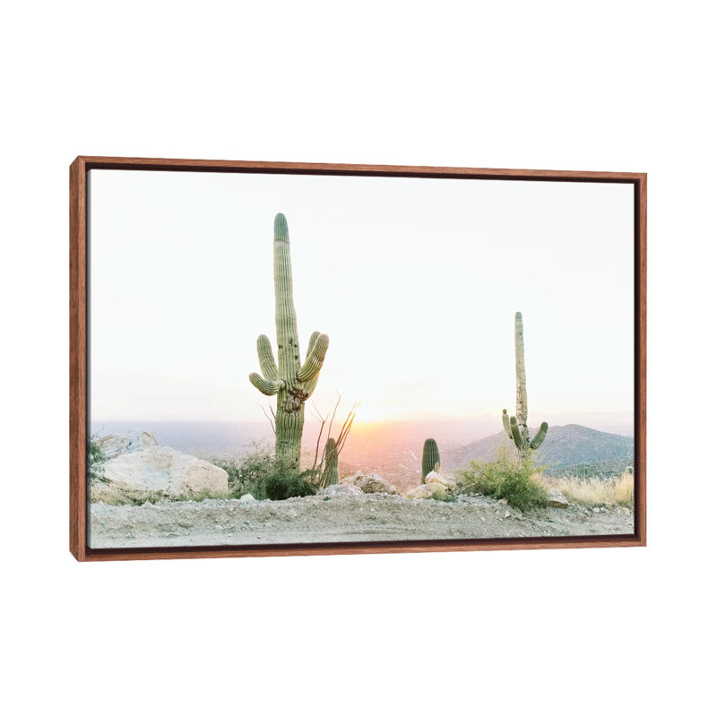 «Saguros in the Sun, Tuscon, Arizona», photographie, H 18 po x l 26 po x P 1,5 po, Toile avec cadre en bois classique